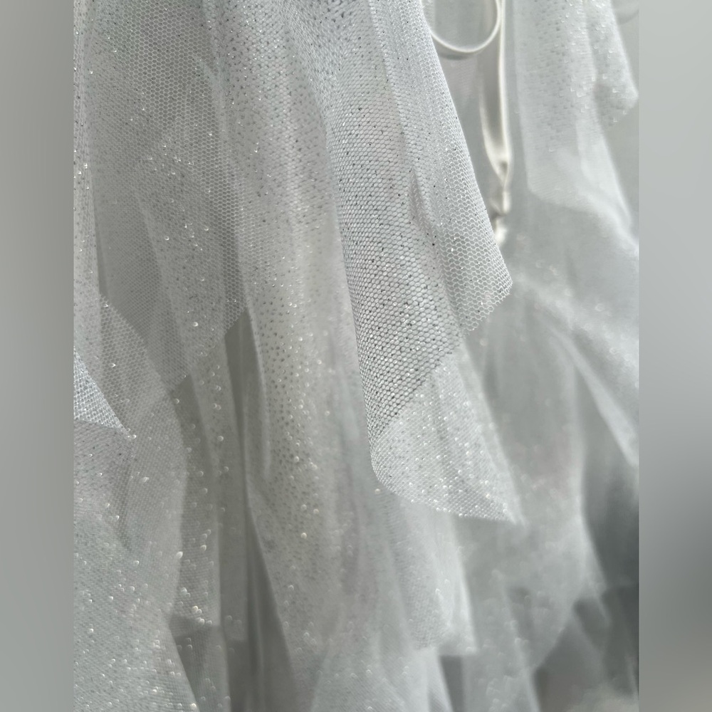 🆕 Pear Culture White Ruffle Women’s Spaghetti Strap Wedding Dress 13/14(S,M) - Picture 10 of 12